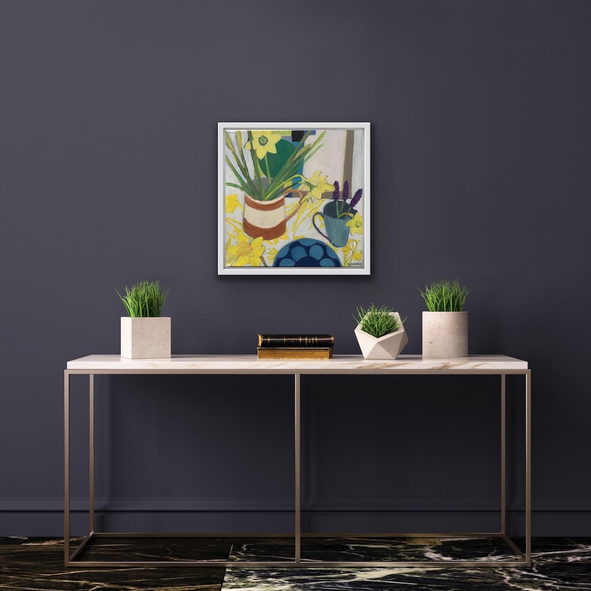 Deborah Windsor, Daffodils and Grape Hyacinth, Original Still Life Painting For Sale 4