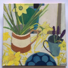 Deborah Windsor, Daffodils and Grape Hyacinth, Original Still Life Painting