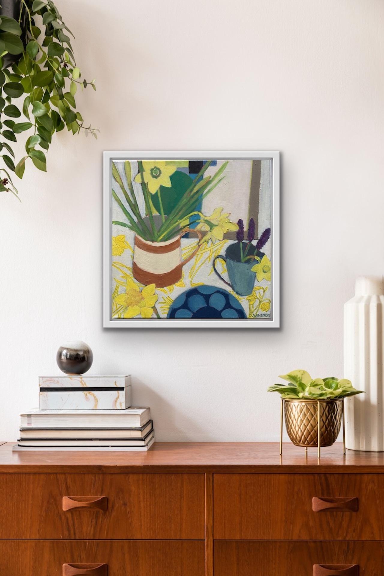Deborah Windsor, Daffodils and Grape Hyacinth, Original Still Life Painting For Sale 5