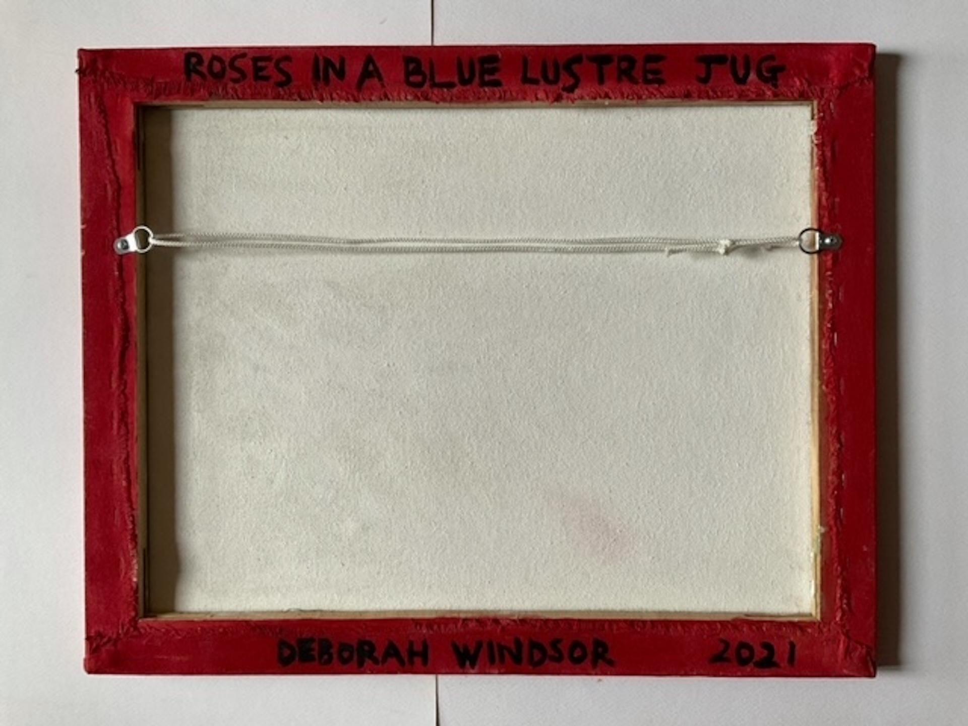 Deborah Windsor, Roses In A Blue Lustre Jug, Floral Still Life Painting For Sale 3