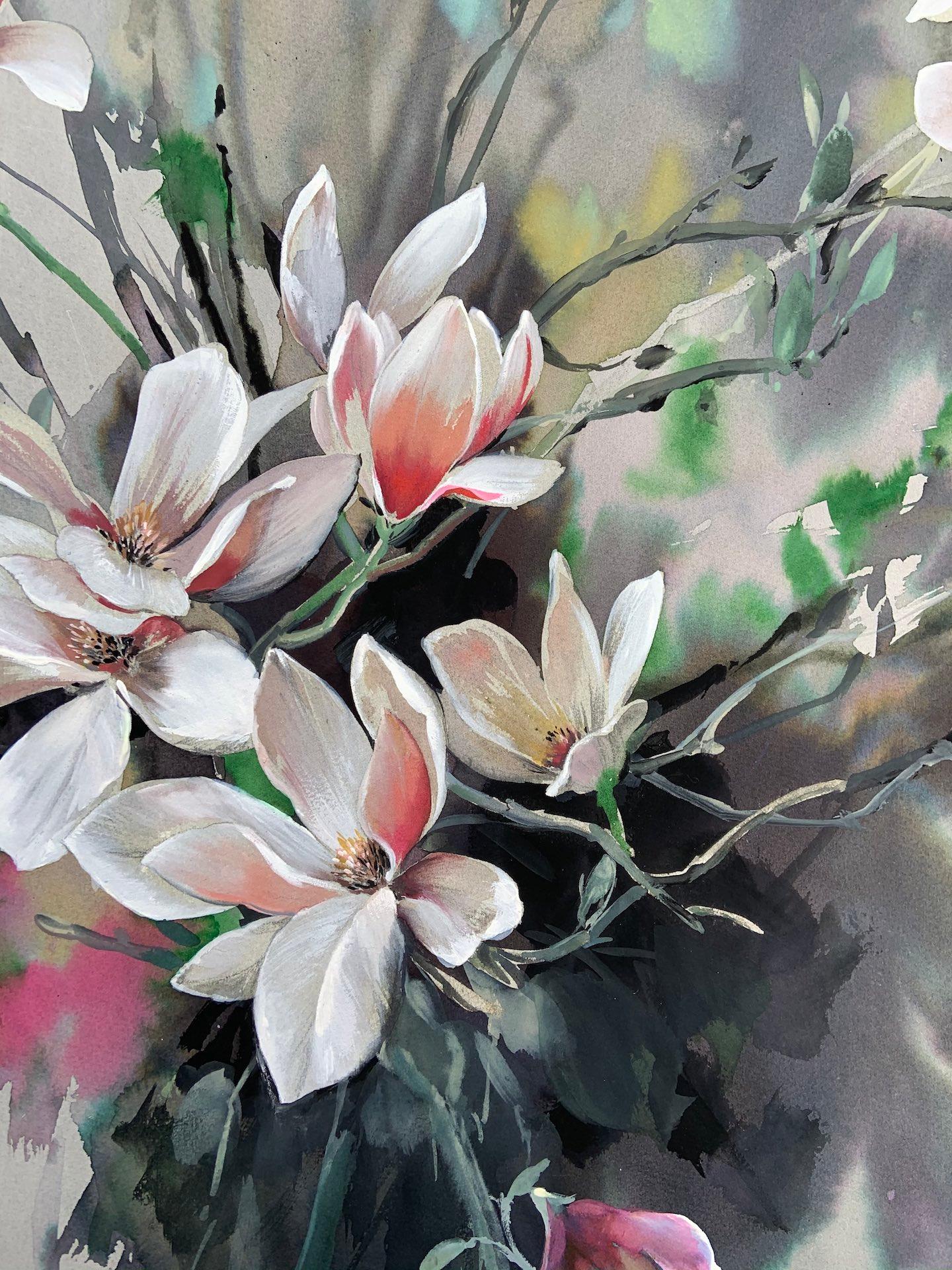 Jo Haran, Perched Magnolia, Contemporary Art, Floral Art, Affordable Art 1