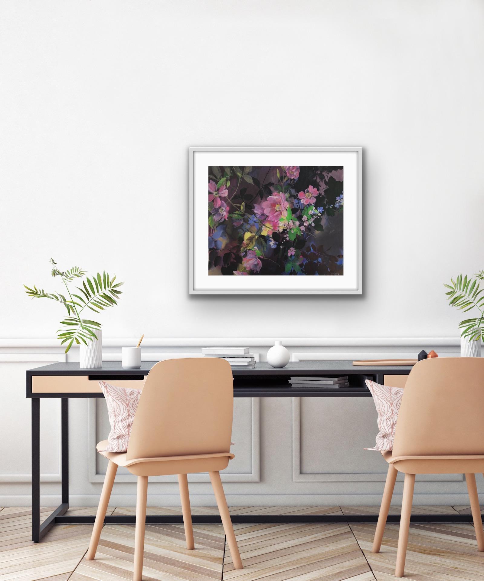 Jo Haran, Jewel Heads in Darkness, Contemporary Floral Art, Affordable Art For Sale 4