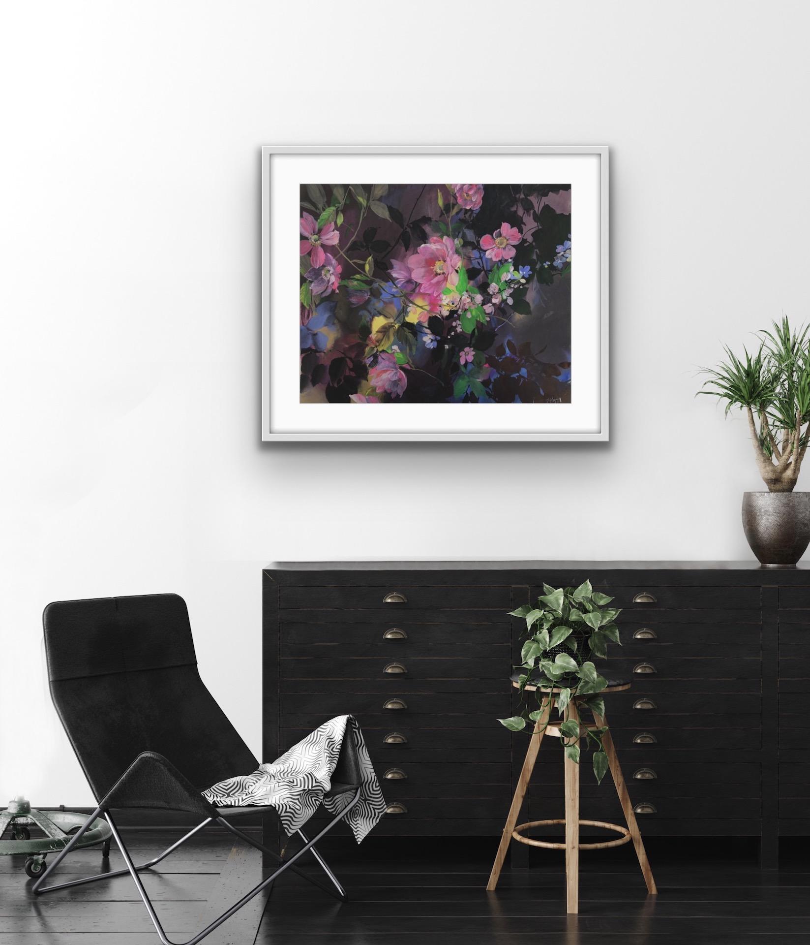 Jo Haran, Jewel Heads in Darkness, Contemporary Floral Art, Affordable Art For Sale 5