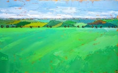 Georgie Dowling, Cotswold Field Patterns, Original Cotswold Landscape Painting
