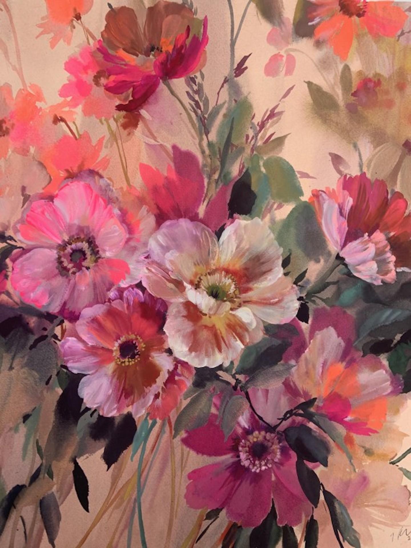 Jo Haran, A Bough of Warmth, Original Floral Art, Affordable Art 1