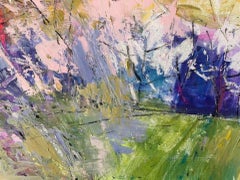Natalie Bird, Evening Light and Blossom II, Original Abstract Landscape Painting