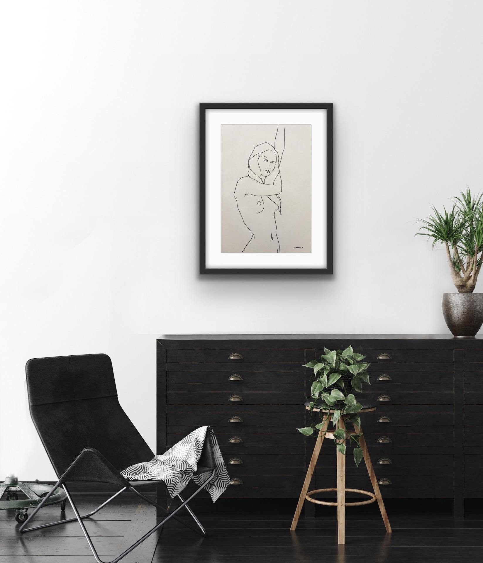 Ellen Williams, Nude 2, Original Minimalist Figurative Drawing, Contemporary Art For Sale 4