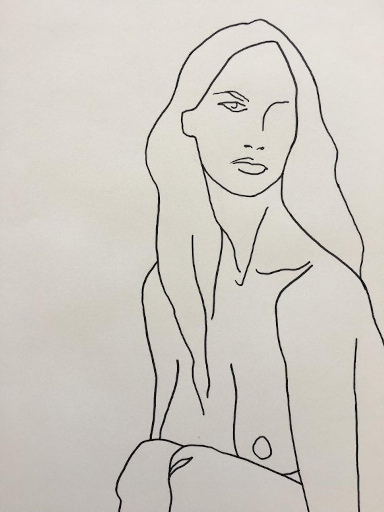 Ellen Williams, Nude III, Original Nude Line Drawing, Contemporary Art For Sale 1