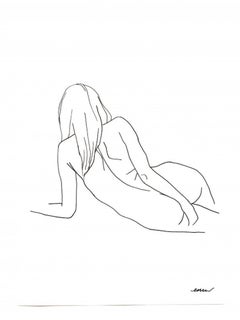 Nude 7, Ellen Williams, Original Drawing, Figurative Nude Portraiture, Black