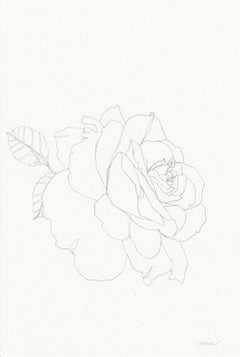Elle Rose 17, dessin original d'Ellen Williams, crayon, nature morte florale, accessible