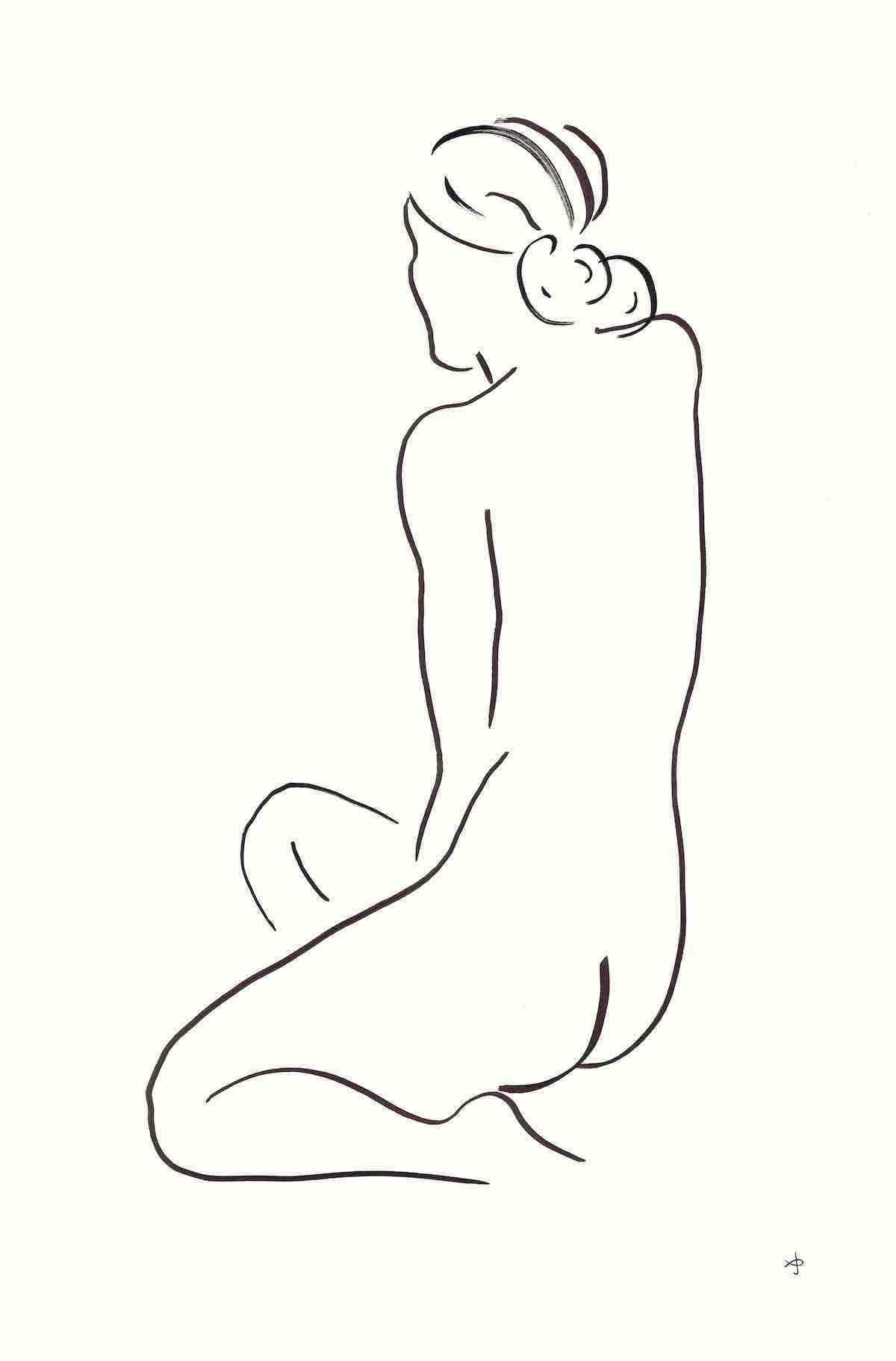 Portrait de David Jones, CH, CBE - #2209H, David Jones, Dibujo original, Dibujo minimalista, Arte del desnudo, Figurativo