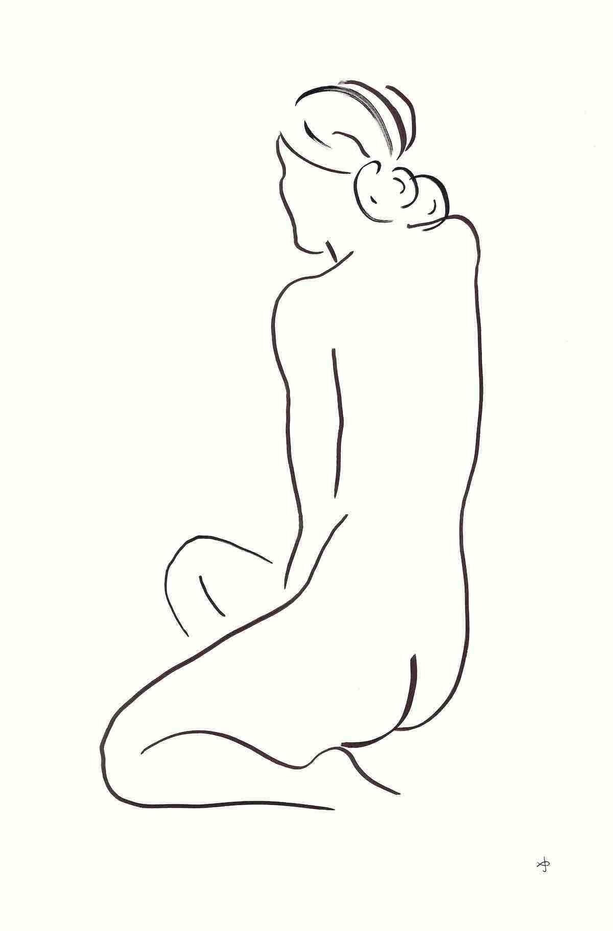 David Jones, CH, CBE Portrait - #2209H, David Jones, Original drawing, Minimalist Drawing, Nude art, Figurative 