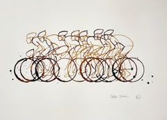 Coffee Peloton XXXII, Eliza Southwood, dessin original, art de la cyclisme, art sportif