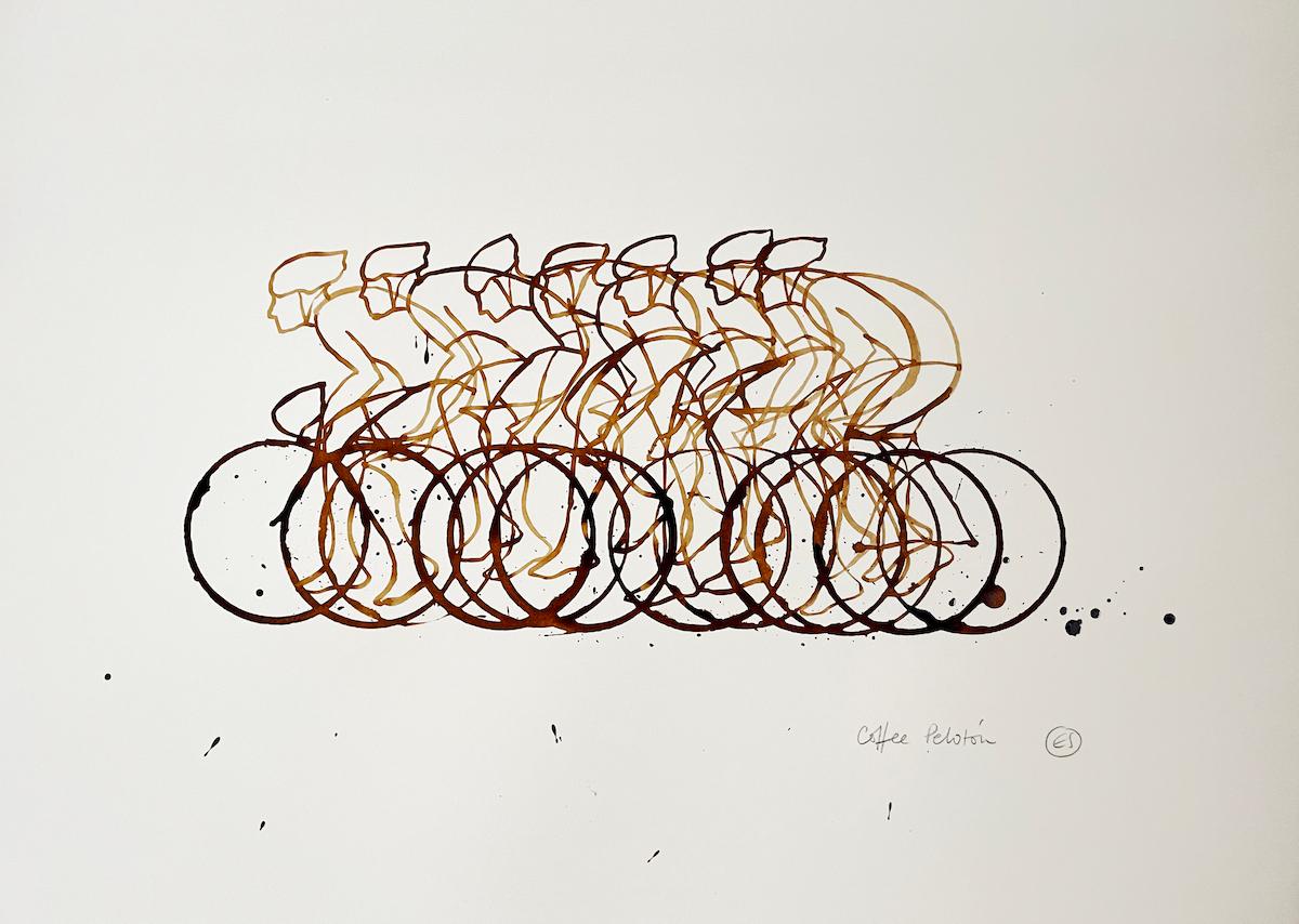 Coffee Peloton XXXI d'Elizabeth Southwood, dessin original, Art du café [2022]