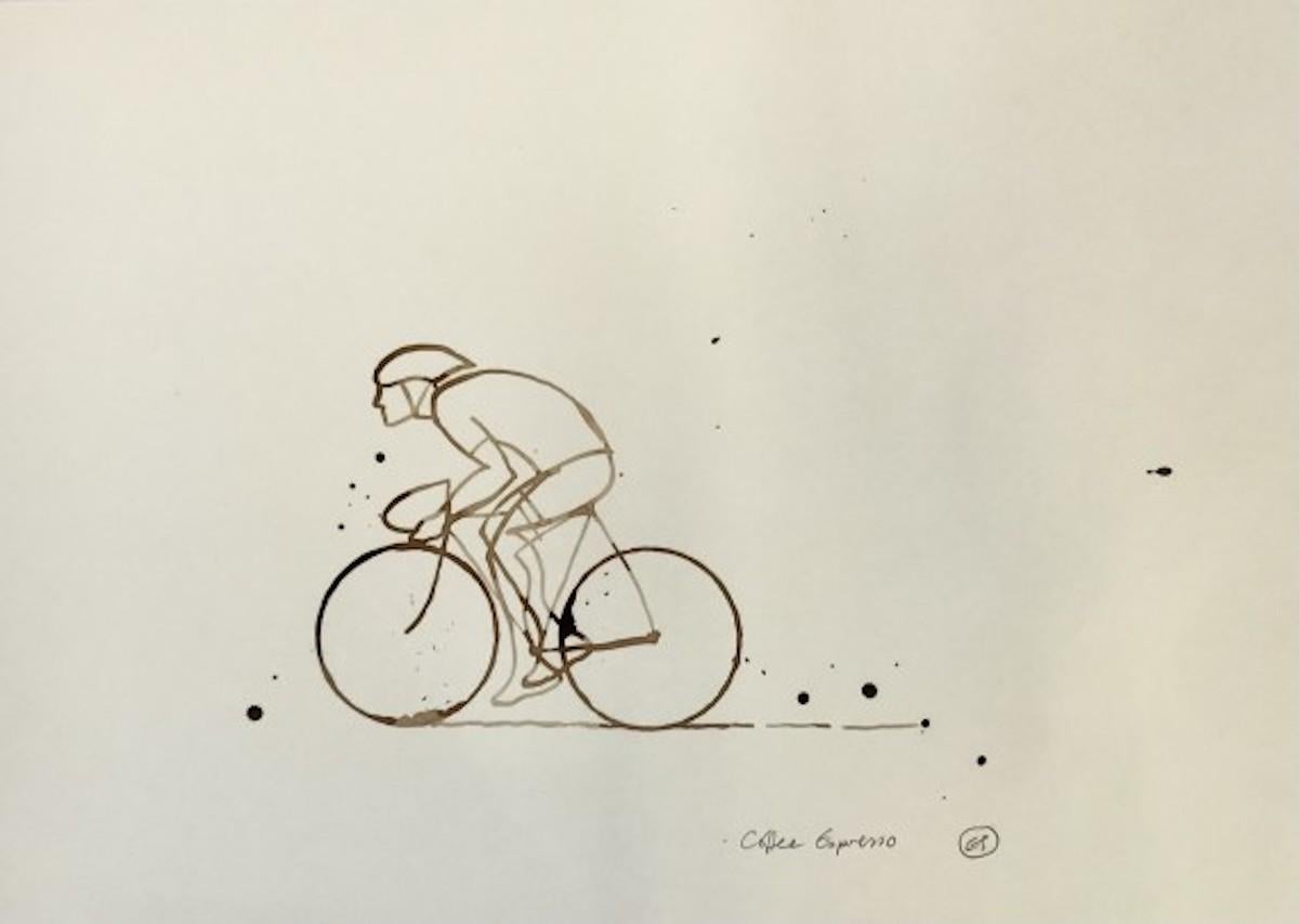 Coffee Espresso #15, Cycling Artwork, Coffee Painting, Original Drawing
