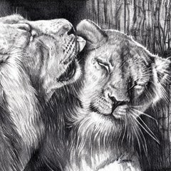 Affection animalière, art animalier, art lion, art original, art abordable