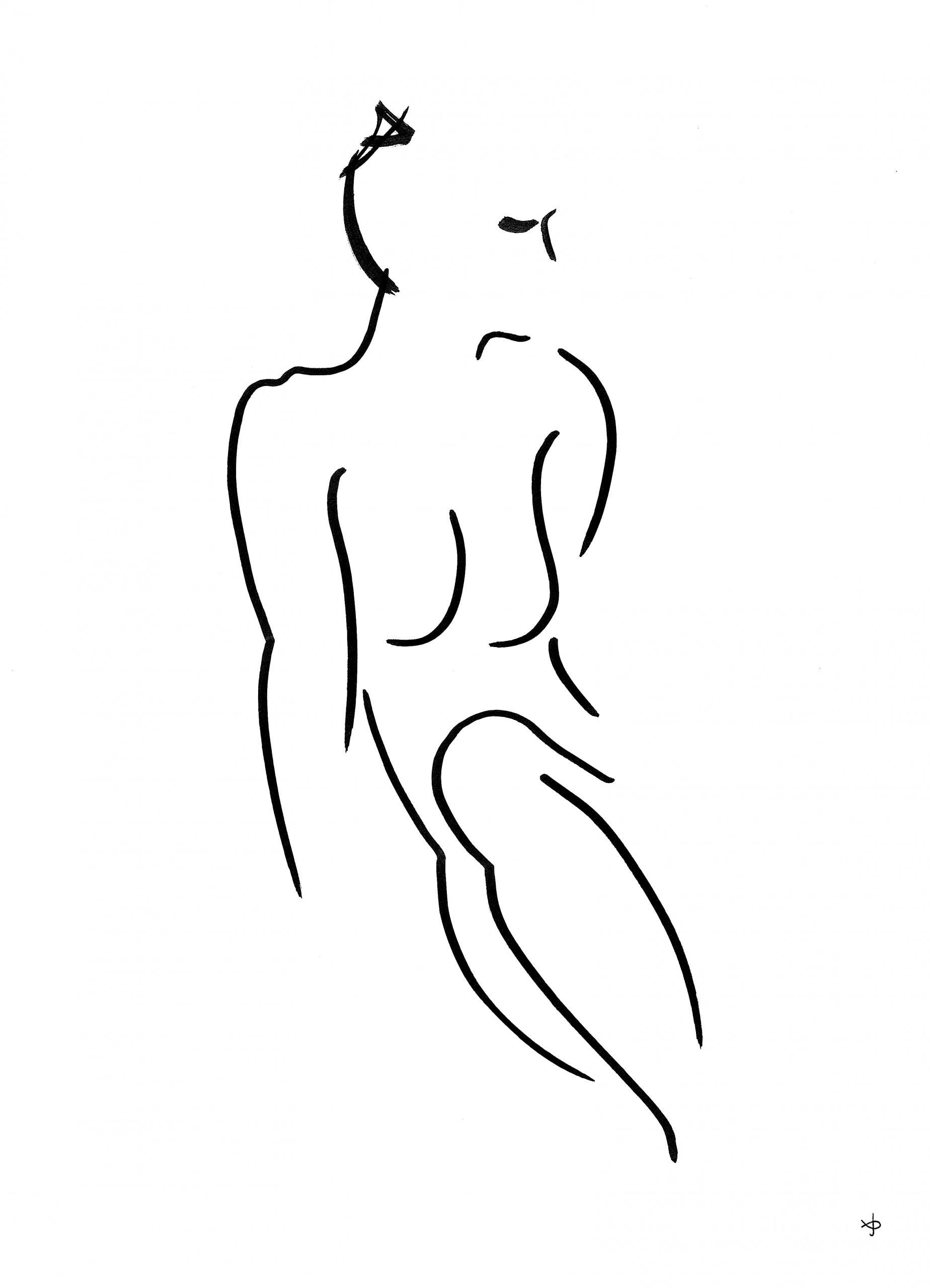 David Jones  Nude - Series 7 No. 17H, nude drawings, Matisse-style art, original art, affordable art