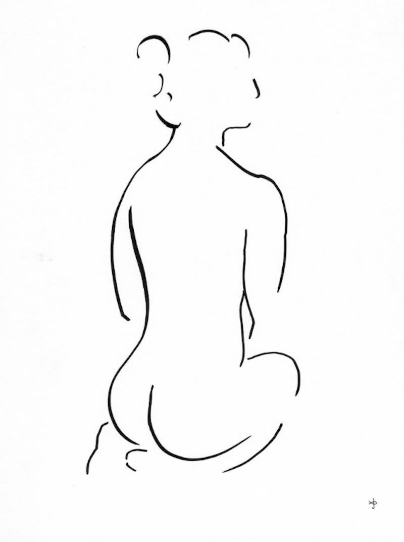 #2203D By David Jones, nude, black and white, affordable, ink paper - Art by David Jones, CH, CBE