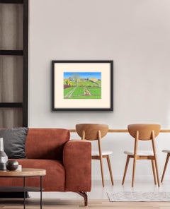 Deddington Towards pipes Barn by Cornelia Fitzroy, Landscape Drawing, Original