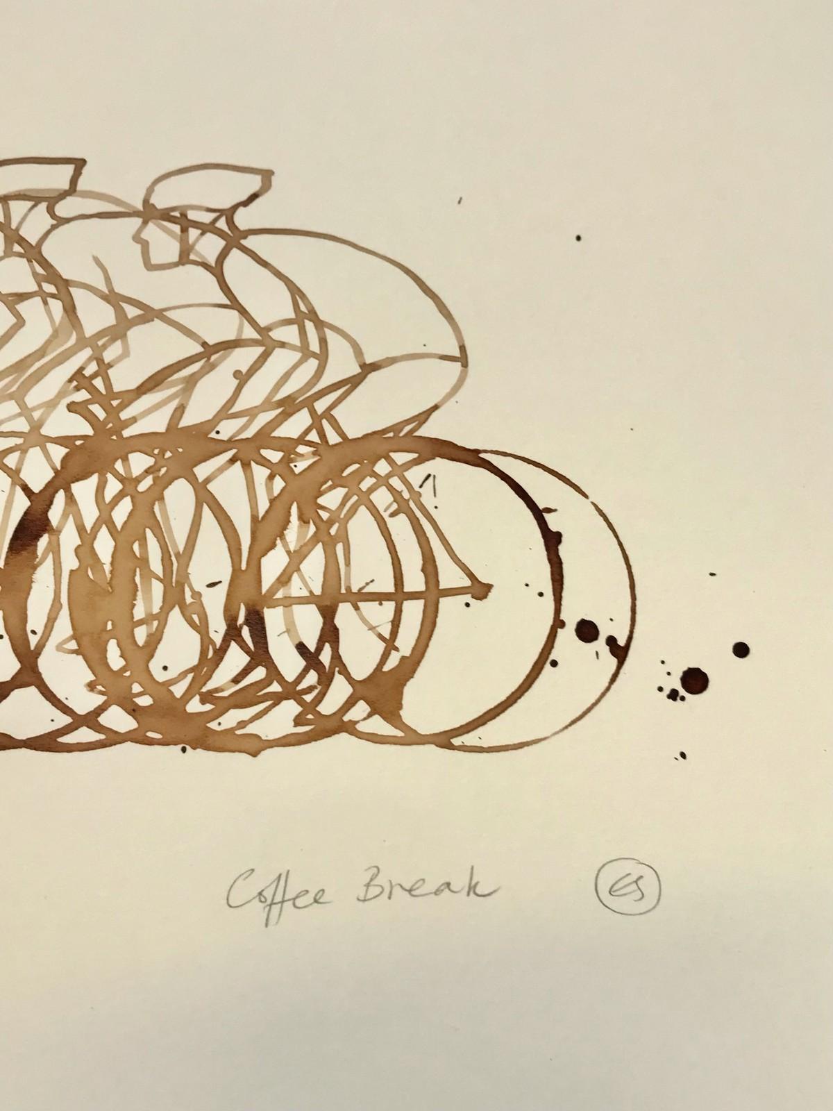 Coffee Break Series XIII, Eliza Southwood, Contemporary drawing, original art - Beige Figurative Art by Eliza Southwood 