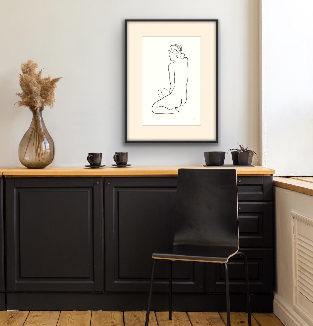 #2209H, David Jones, Original drawing, Minimalist Drawing, Nude art, Figurative  - White Portrait by David Jones, CH, CBE