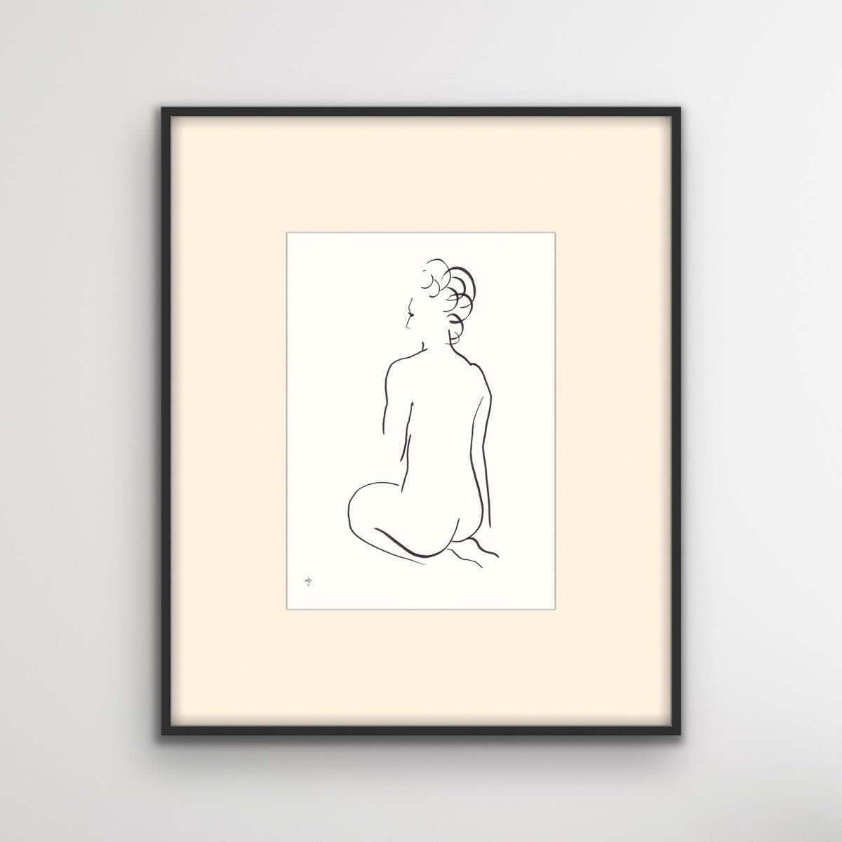 #2209E, David Jones, Original minimalistische Zeichnung, Tusche auf Papier, nackte Zeichnung (Zeitgenössisch), Art, von David Jones, CH, CBE