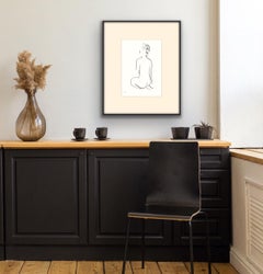 #2209E, David Jones, Original Minimalist Drawing, Ink on Paper, Nude drawing