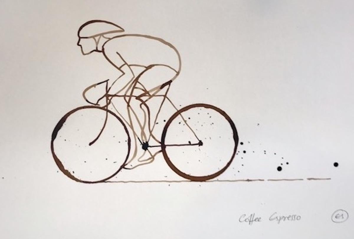 Coffee Espresso #10, Eliza Southwood, contemporary drawing, coffee art - Gray Figurative Art by Eliza Southwood 