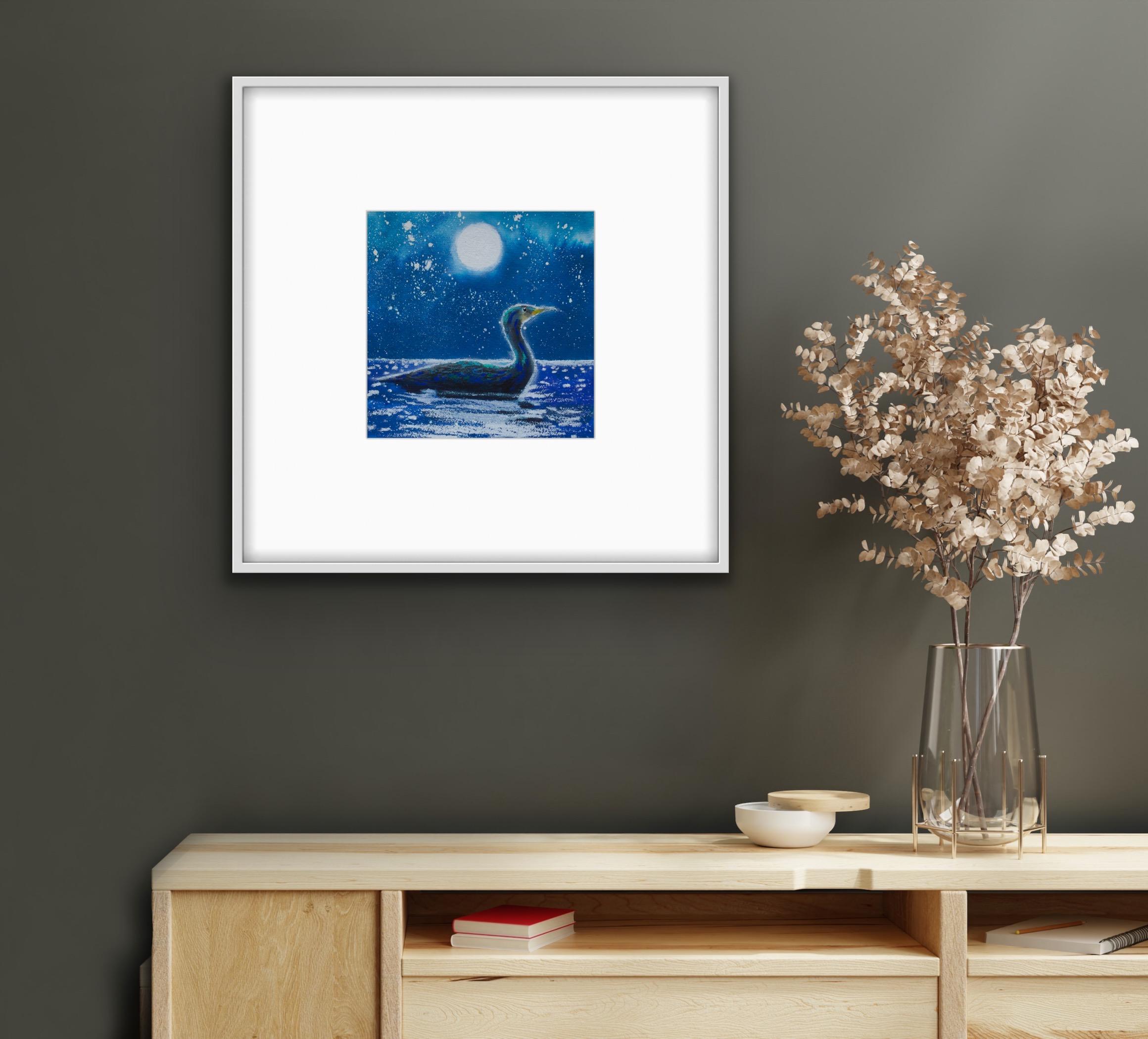 Nicola Wiehahn, Cormorant Moon, Animal Art, Seascape painting, Landscape artwork For Sale 1