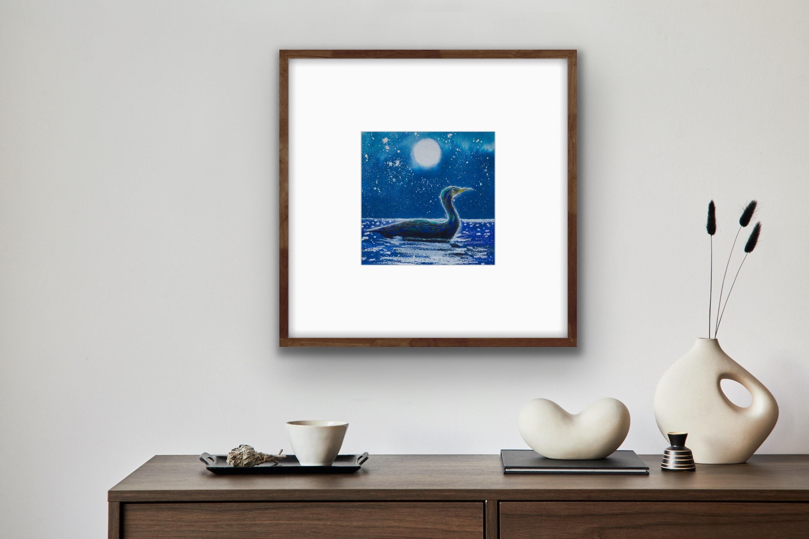 Nicola Wiehahn, Cormorant Moon, Animal Art, Seascape painting, Landscape artwork For Sale 2