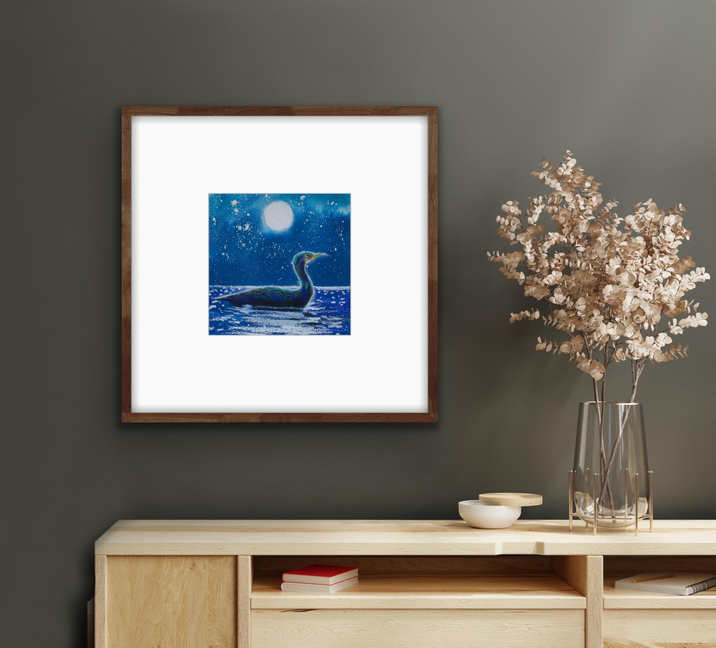 Nicola Wiehahn, Cormorant Moon, Animal Art, Seascape painting, Landscape artwork For Sale 3