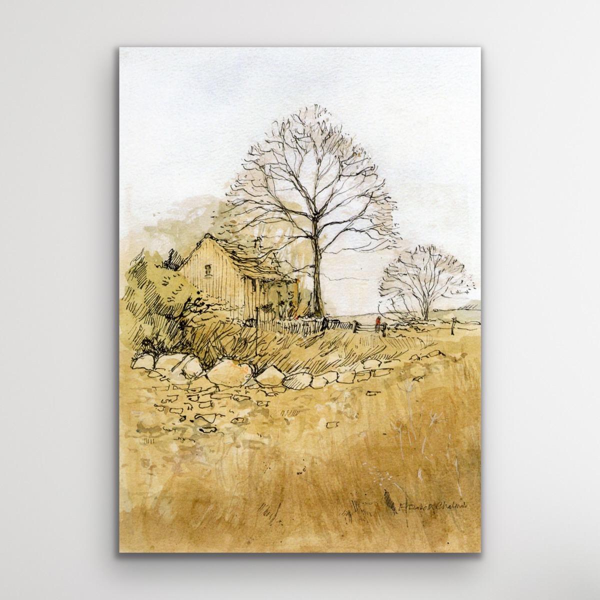 Winter Trees in The Cotswolds, Elizabeth Chalmers Watercolour Landscape Painting 2