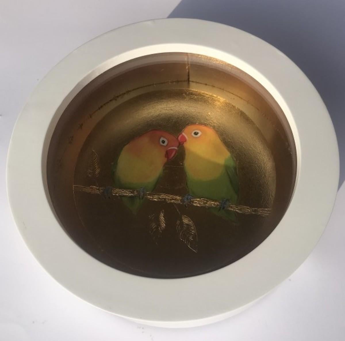 Two Love Birds II, Animal Art, Original Gold Leaf Bird Art, 3D Art For Sale 2
