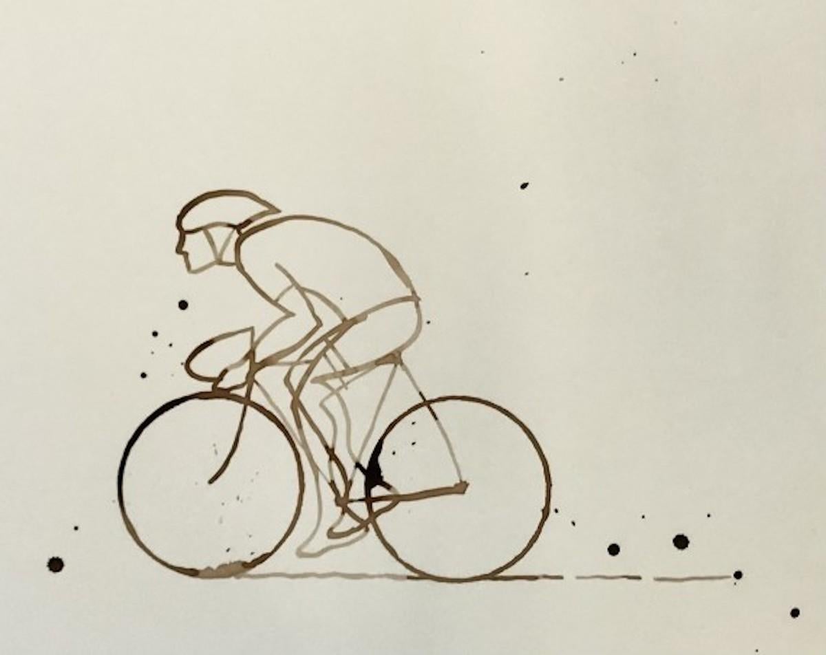 Coffee Espresso #15, Cycling Artwork, Coffee Painting, Original Drawing For Sale 1
