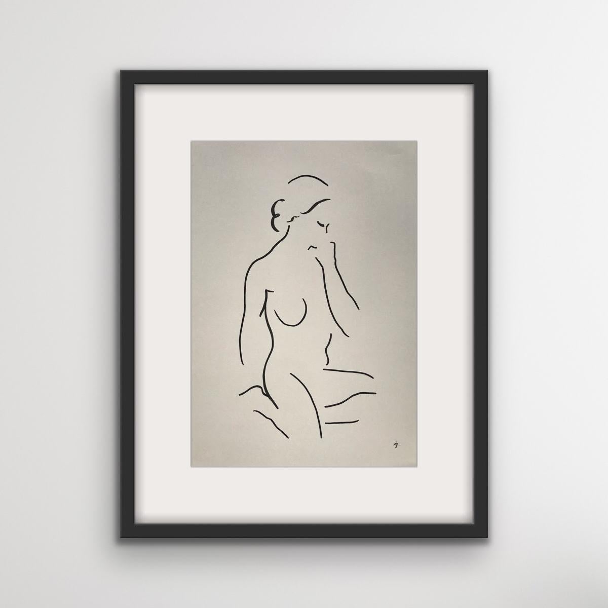 #2209B, Nude Painting, Life Drawing, Figurative Art, Line Drawing Minimalist Art For Sale 2