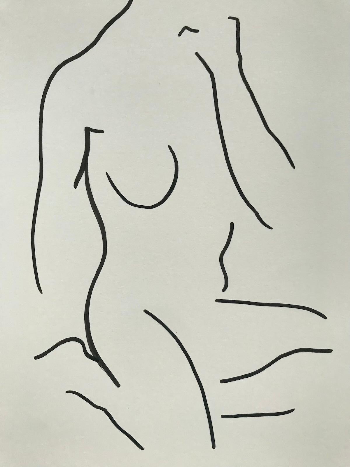 #2209B, Nude Painting, Life Drawing, Figurative Art, Line Drawing Minimalist Art For Sale 6