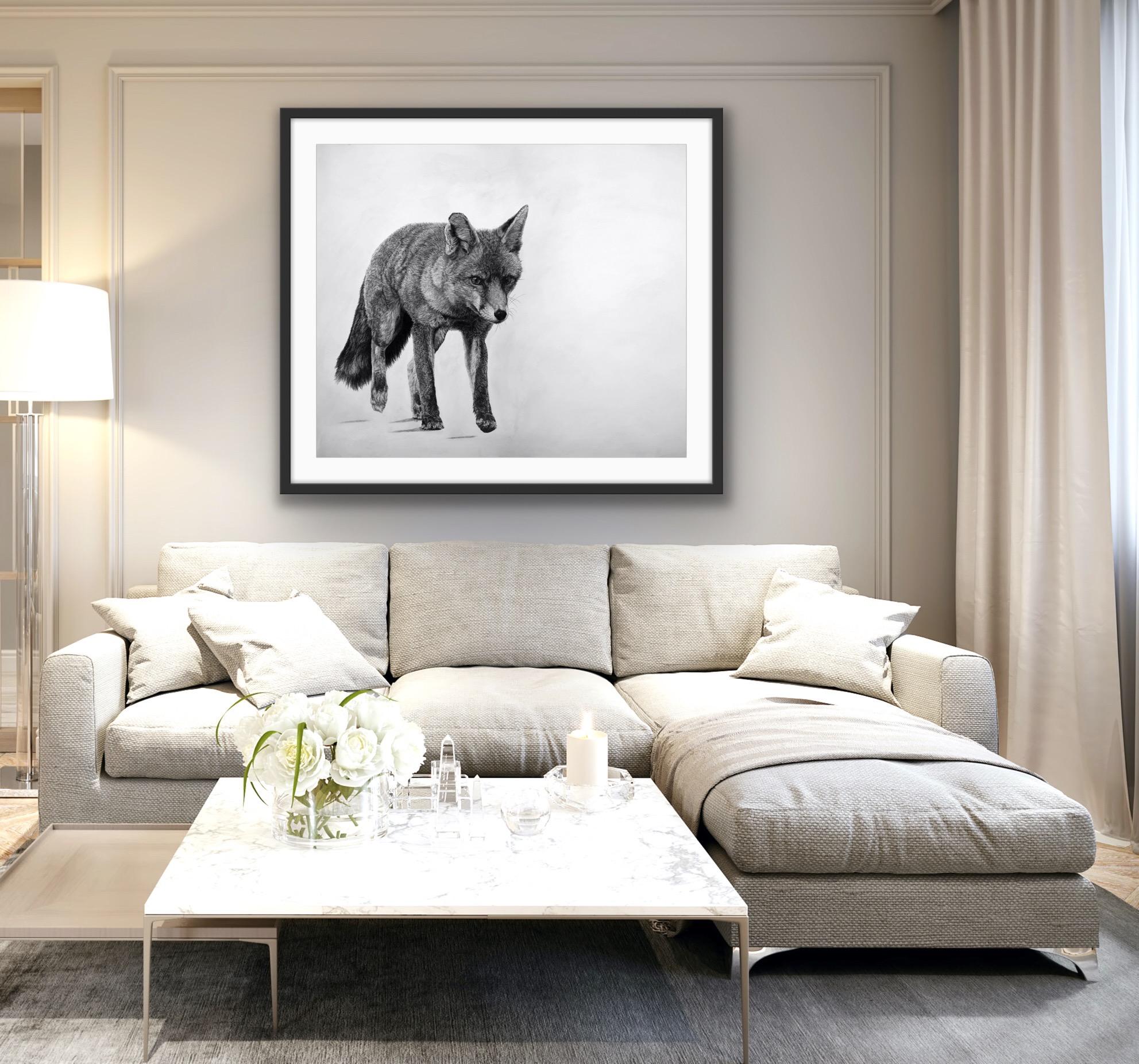 Fox 1, Original Animal Art, Statement Contemporary Black and White Drawing 5
