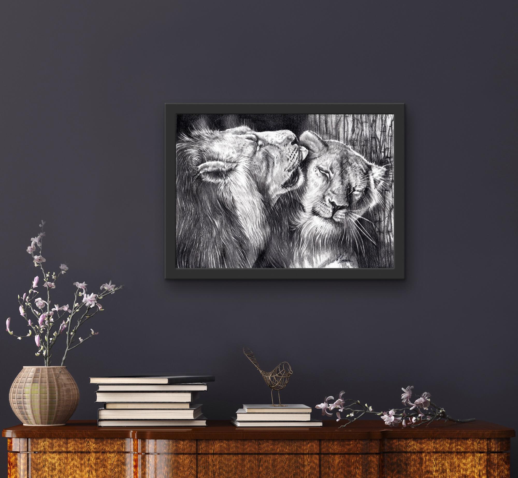Wilde Affection, Tierkunst, Löwenkunst, Originalkunst, erschwingliche Kunst (Realismus), Art, von David Truman