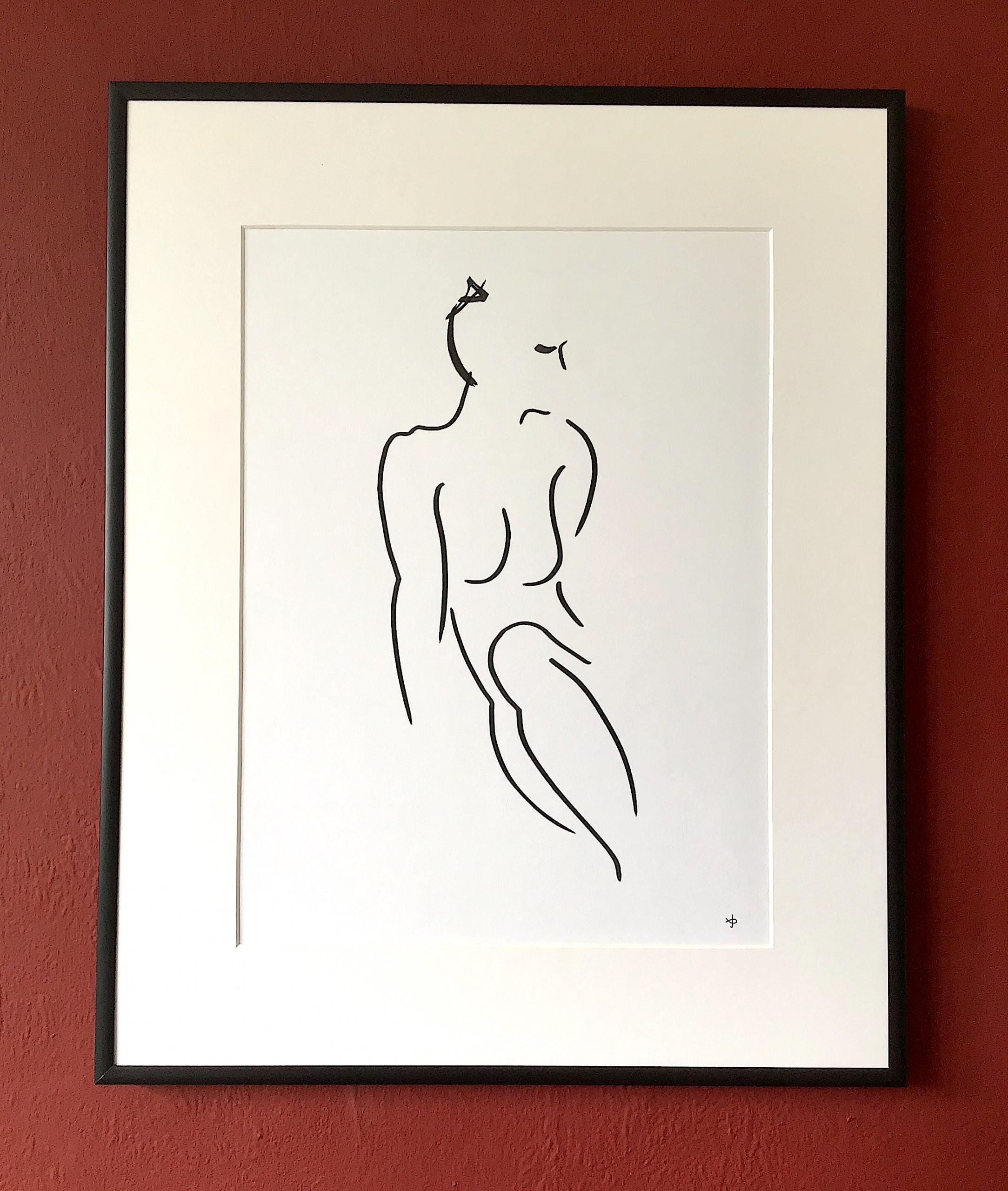 Series 7 No. 17H, nude drawings, Matisse-style art, original art, affordable art - Minimalist Art by David Jones 