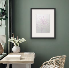 Blooming Peony, Original Floral Artwork, Contemporary Minimalist Still Life Art