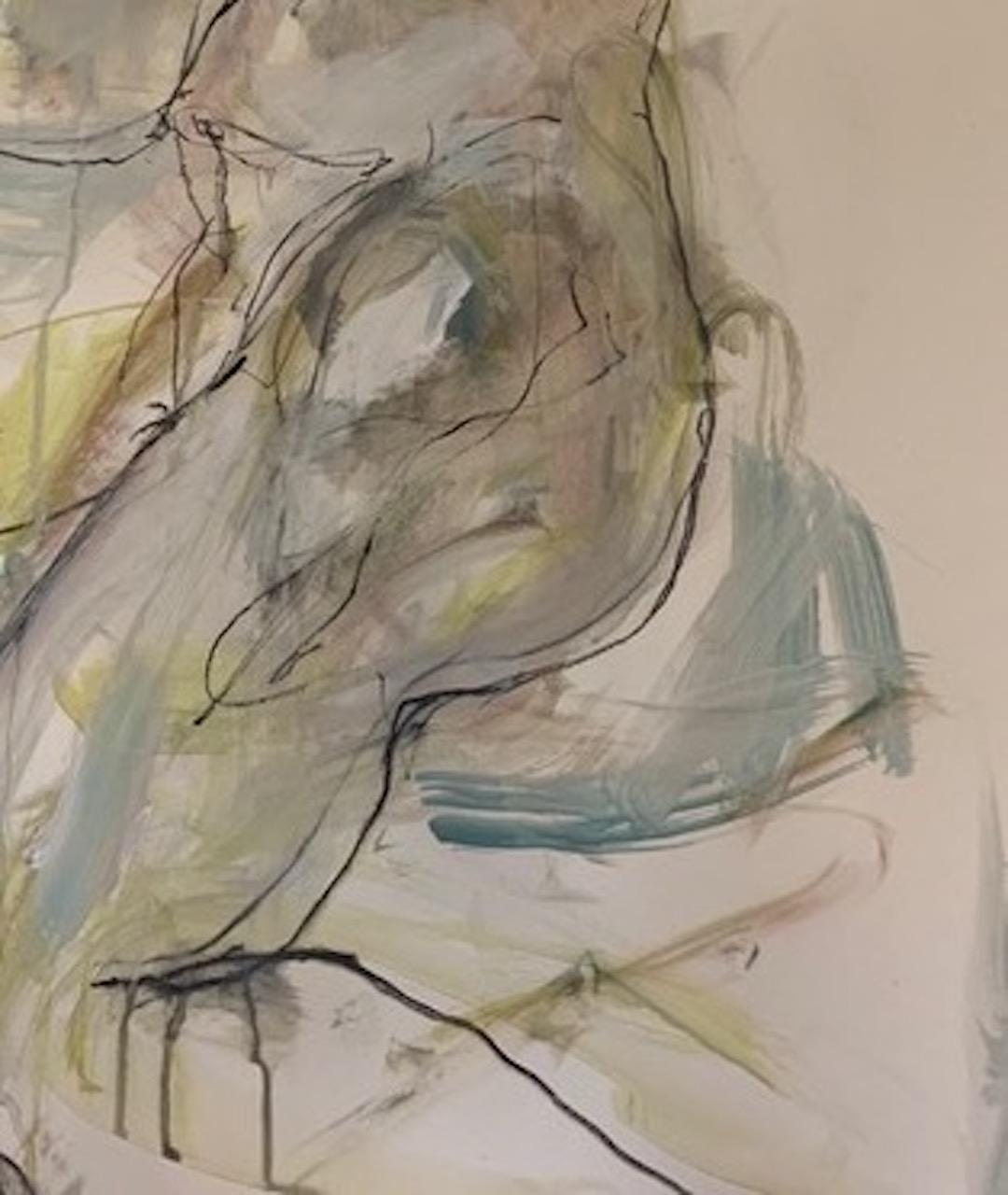 Ricos Sentados 2, Pintura original, Desnudo, Contemporáneo,  Acuarela - Nude Marrón de Judith Brenner