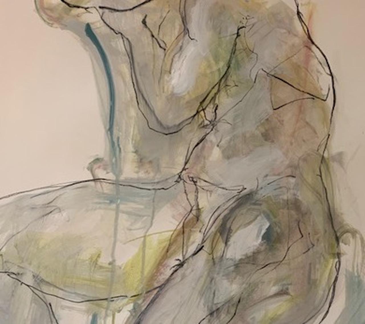Ricos Sentados 2, Pintura original, Desnudo, Contemporáneo,  Acuarela - Art de Judith Brenner