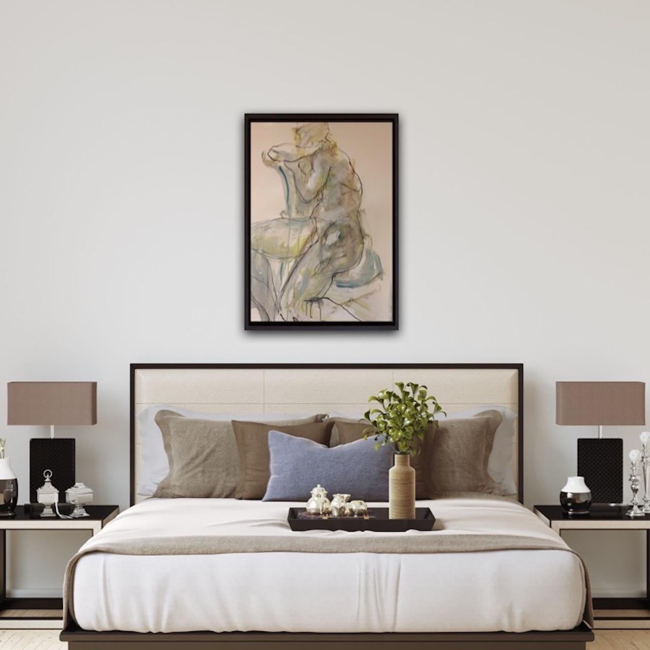 Ricos Sentados 2, Pintura original, Desnudo, Contemporáneo,  Acuarela en venta 3
