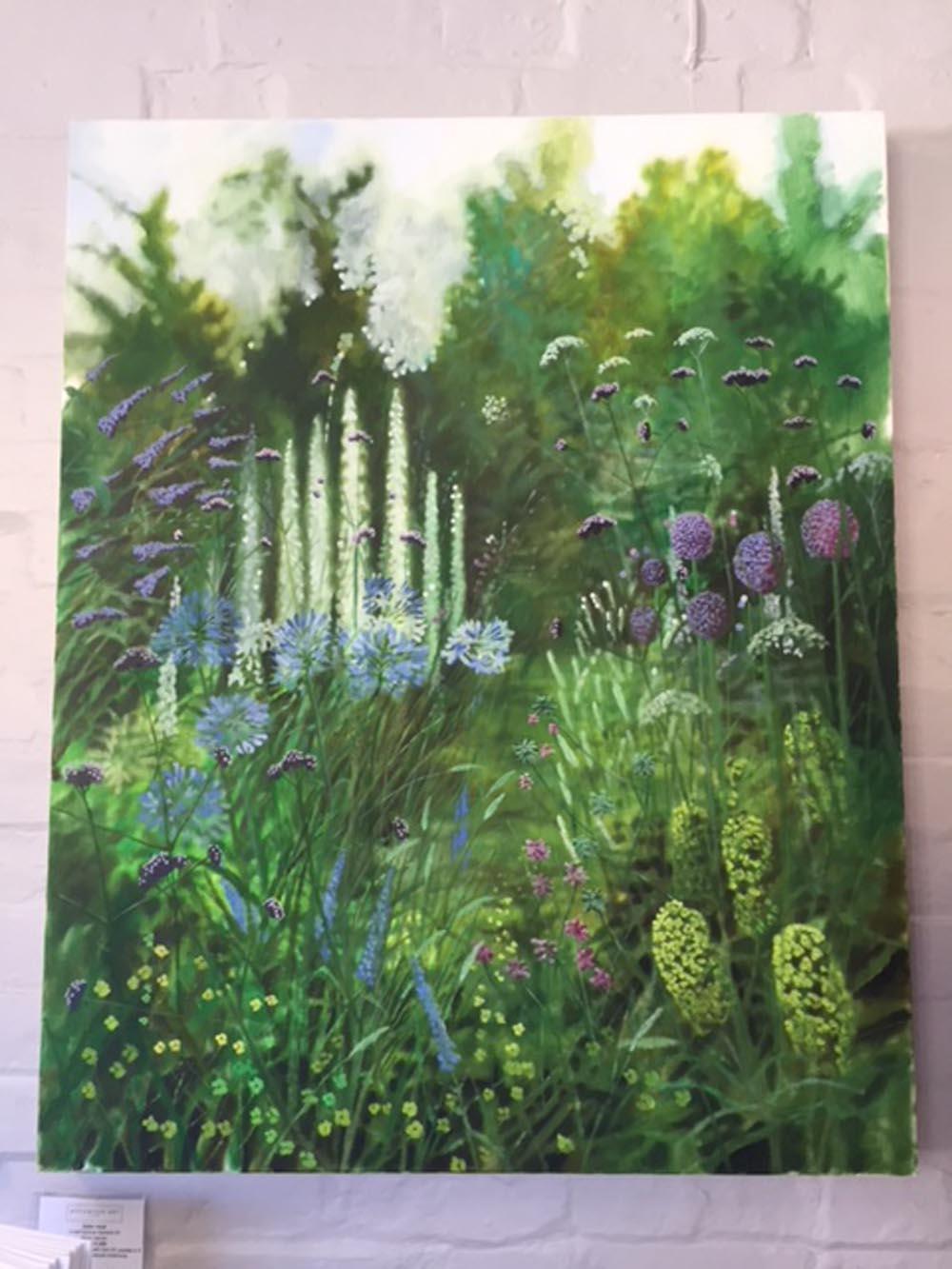Dorset Garden X, flowers, realist painting for sale, oil on canvas  - Realist Painting by Dylan Lloyd