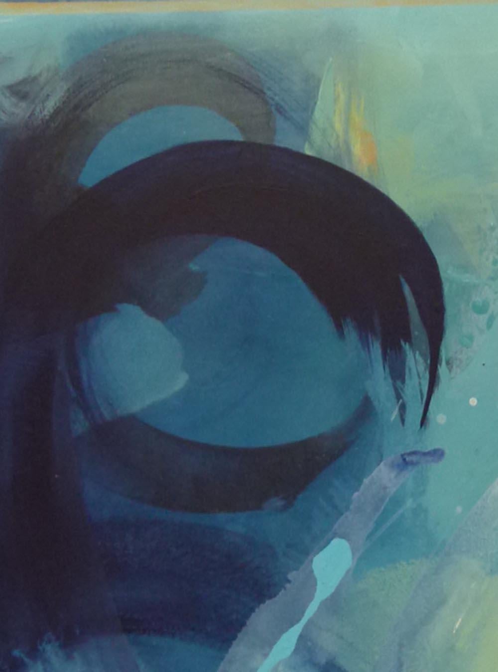 Beneath the Surface, abstract painting in blue  - Painting by Claire Chandler