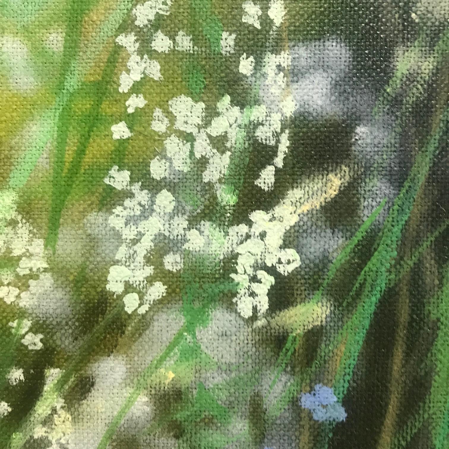 Borde de jardín isleño II, Pintura floral sobre tabla de Dylan Lloyd en venta en venta 4