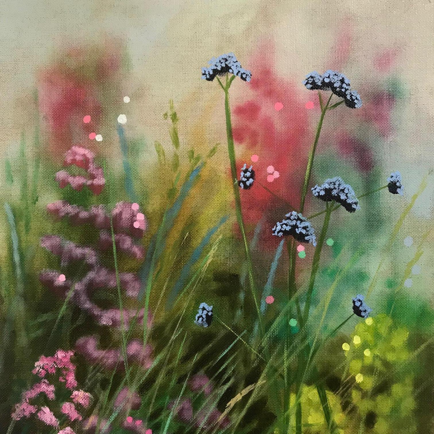 Borde de jardín isleño III, Pintura floral sobre tabla de Dylan Lloyd en venta en venta 3