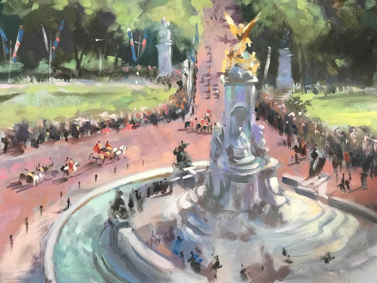 View from Buckingham’s Palace, Pall The Mall London, Trevor Waugh
Original Contemporary Oil Painting
Size: H 40.64cm (16 inches) x W 50.8 (20 inches)
Sold signed by the artist
This piece is unframed
Please note that the images of this piece in situ