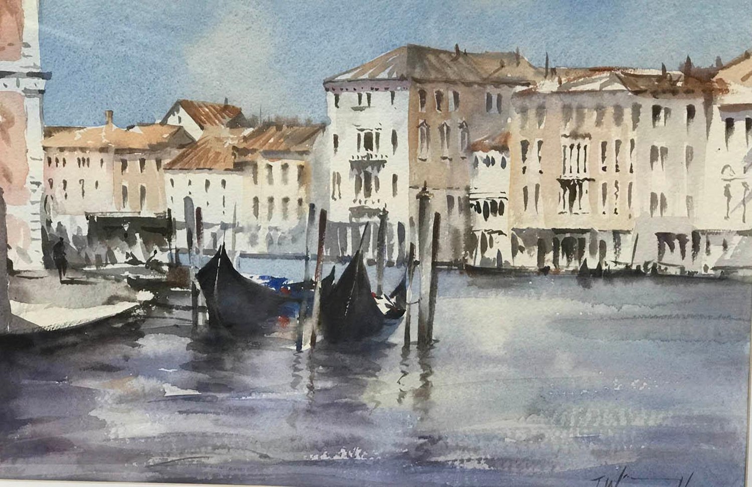Trevor Waugh Trevor Waugh Waiting Gondolas Venice Original