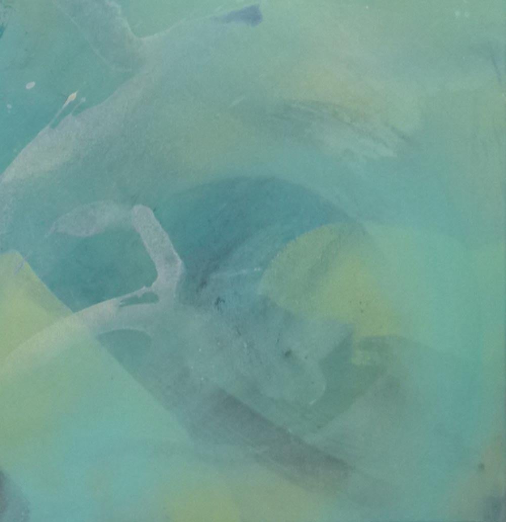 Unter der Oberfläche, abstraktes Gemälde in Blau  im Angebot 1